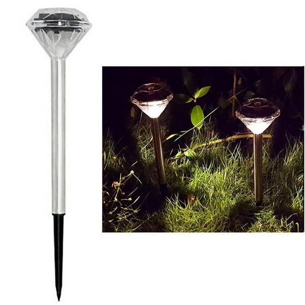 Lámpara solar de jardín, proyector de luz, luz de estante de acero inoxidable, proyector de diamantes, luz cálida/blanca, luz para valla, iluminación decorativa, lámpara solar de jardín,