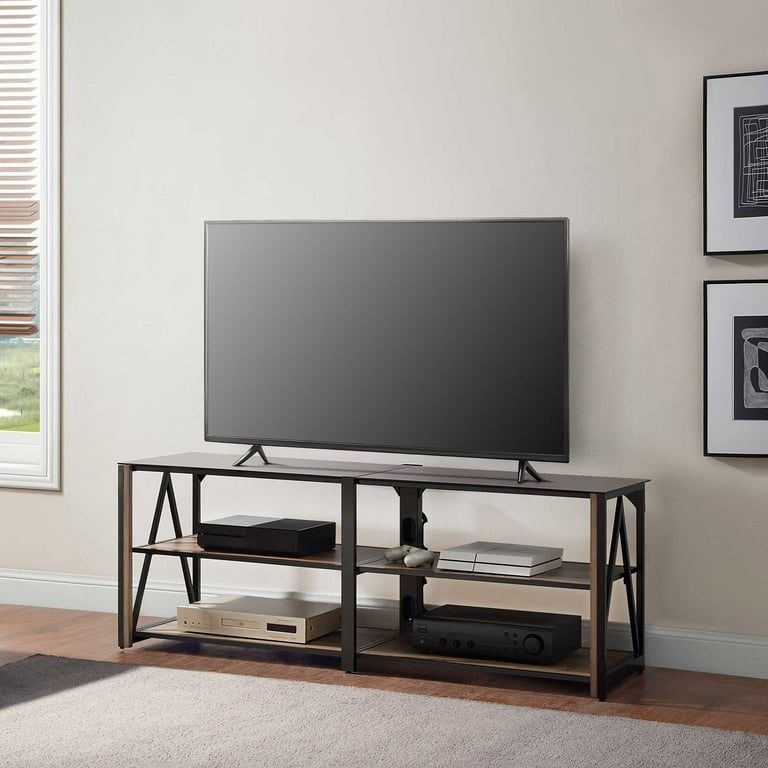 Whalen Spectrum 3-in-1 TV Stand for TVs up to 82”, Brown Finish