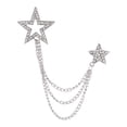 thumbnail image 2 of yotijay 6xStar Brooch Wedding Brooch Pin Hanging Chains Jewelry Suit Brooch with Chain, 2 of 9