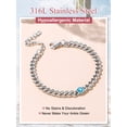 thumbnail image 5 of FOCALOOK April Birthstone Anklet for Women Cuban Link Ankle Bracelet Stainless Steel Dainty Foot Chain Simulated Diamond Gemstone Jewelry Birthday Gifts, 5 of 12