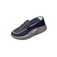 thumbnail image 4 of Zapatos casuales de PU para mujer, cómodos, suaves, con plataforma, estilo urbano, suela gruesa, sin cordones negro 39, 4 of 9