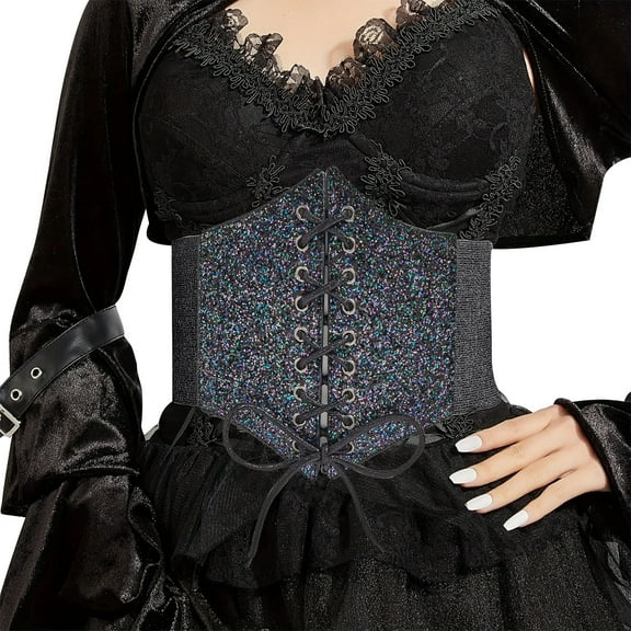 Qulqfy Womens Leather Corset Black Gothic Half Tank Top 28 Inch Solid Corset Tops for Women