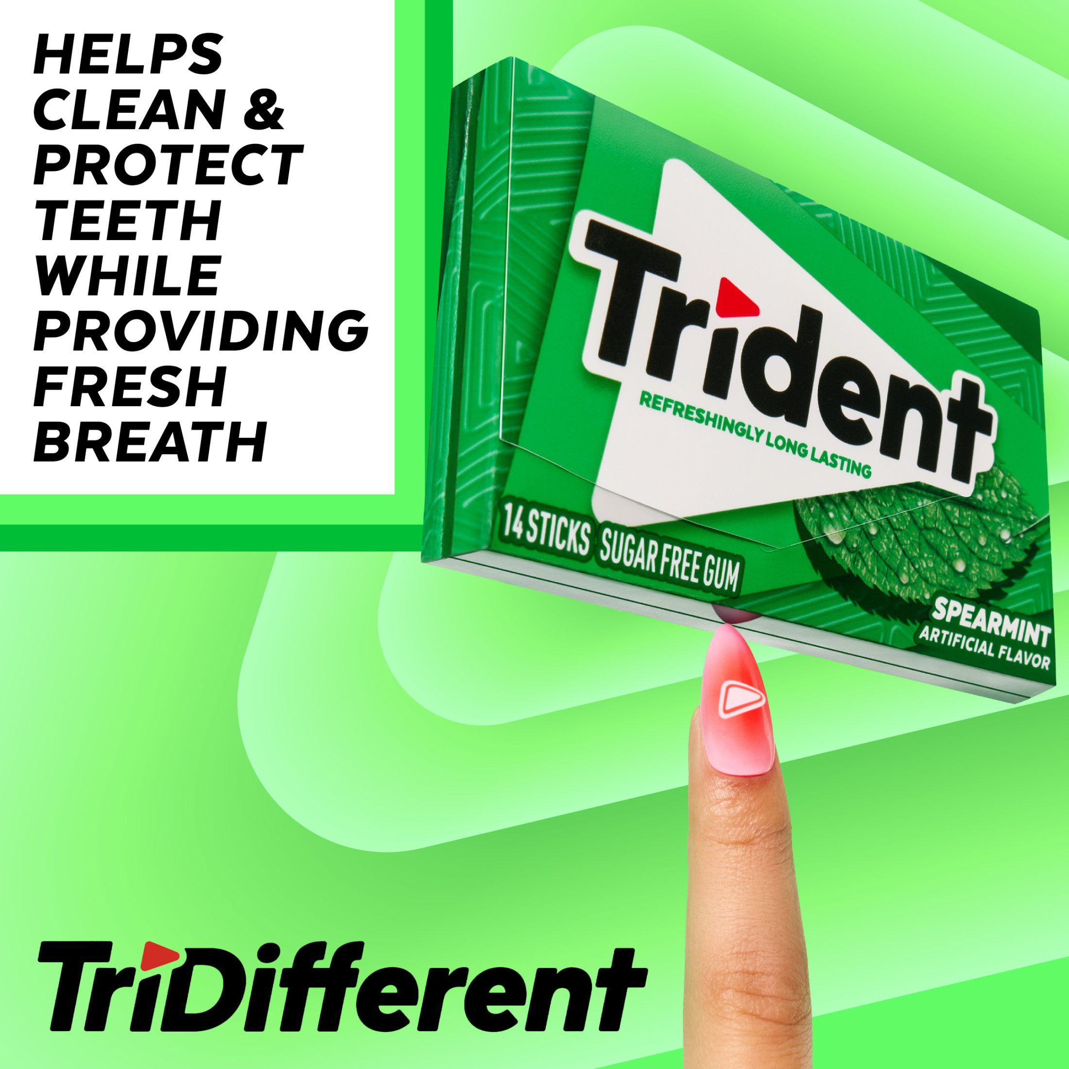 Trident Sugar Free Spearmint Gum, 3 Packs of 14 photo 7