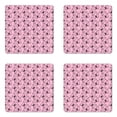 thumbnail image 1 of Butterfly Coaster Set of 4, Rhythmic Flying Moths Spring Animal Feminine Tones Illustration, Square Hardboard Gloss Coasters, Standard Size, Baby Pink Charcoal Grey, by Ambesonne, 1 of 2