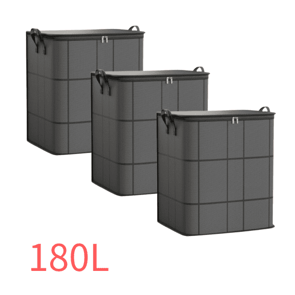 180L Large Storage Bags, 3 Pack Clothes Storage Bins Closet Organizers, Foldable Storage Containers with Handles, Gray Storage Bags for Sweater, Comforter, Bedding, Dorm Essentials