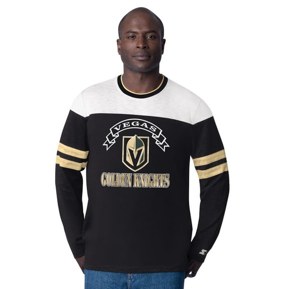 Men's Starter Black Vegas Golden Knights Blitz Durene Long Sleeve T-Shirt