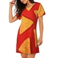 thumbnail image 2 of Pofeuu Tortilla chips Print Women's Loose Fit Short Sleeve Nightgown, Comfortable Sleep Dress for Women, Casual Lounge Sleepwear, Soft Cotton Sleep Dress, 2 of 6