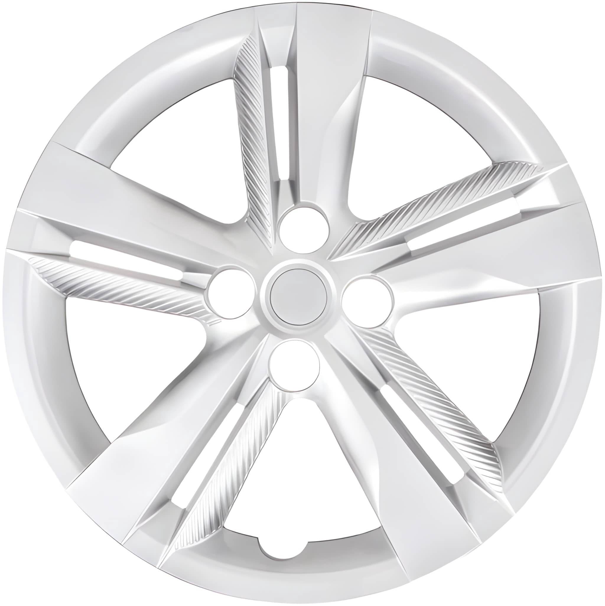 Fuel Rider Set of 4 16 inch Silver Snap-On Hubcaps with 5 Double Spoke Compatible with 2018-2024 Nissan Kicks S Standard Steel Wheel Covers