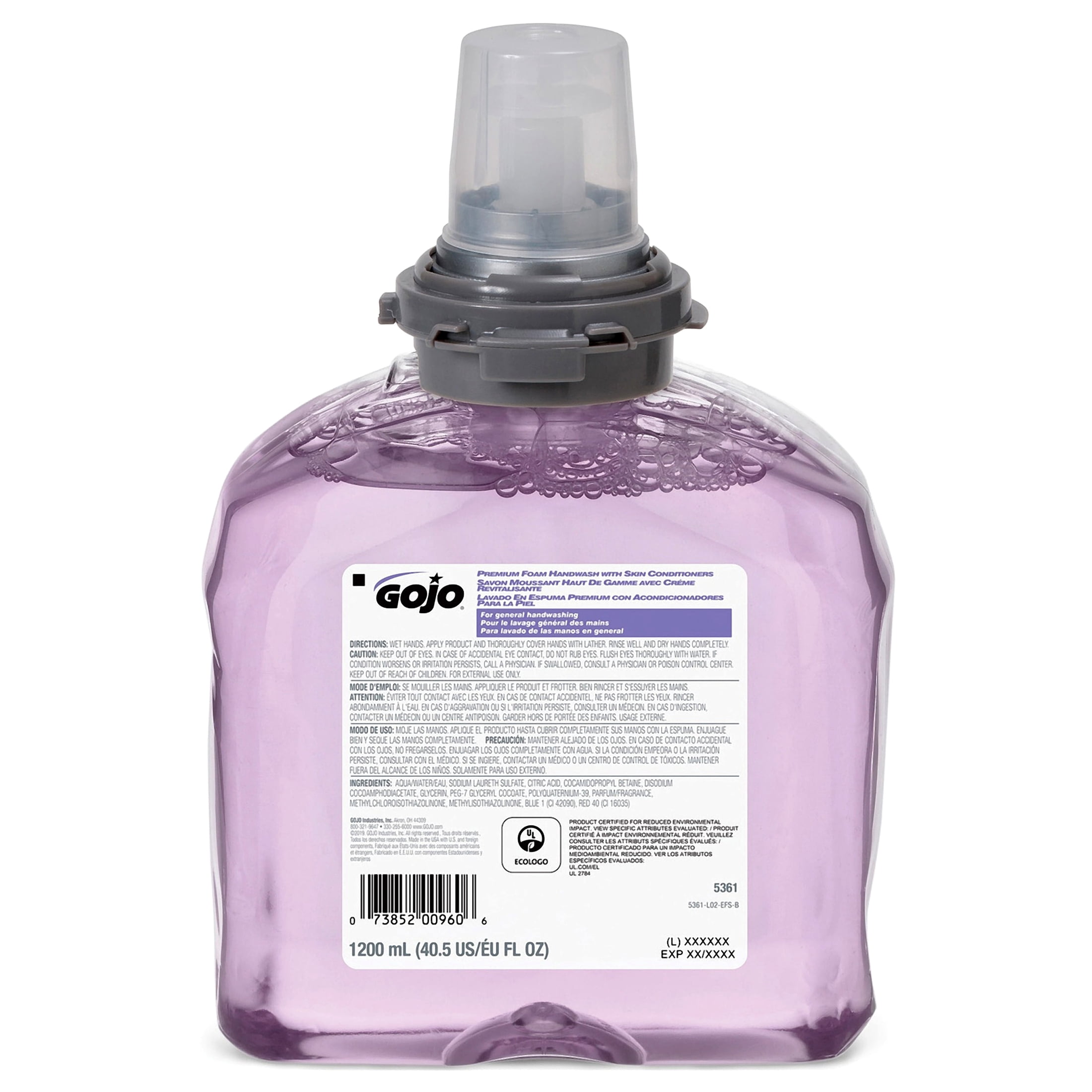 GOJO Foaming Soap Dispenser Refill Bottle Fruit Scent 1,200 mL 5361-02 2 Ct