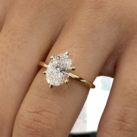 1.50Ct Lab Grown Diamond Ring 925 Silver Oval Solitaire Handcrafted Jewelry