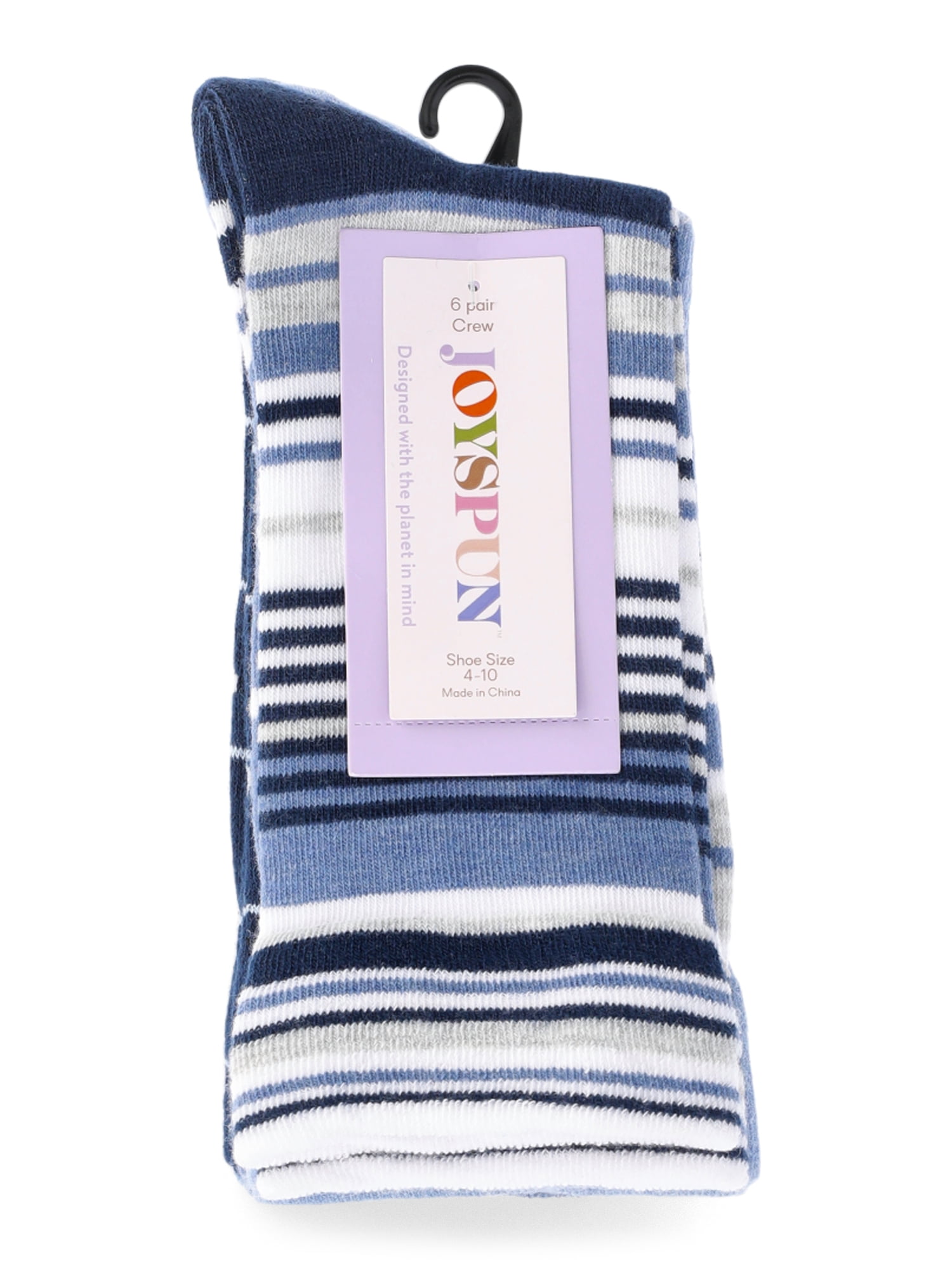 Joyspun Women's Essentials Crew Dress Socks, 6-Pack, Fits Shoe Sizes 4-10