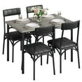 thumbnail image 1 of Ourlova Dining Table SetKitchen Table and 4 Upholstered Chairs Metal and Wood Square Dining Room Table Set, 1 of 7