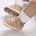 thumbnail image 4 of Leather Shoes for Baby Girls Boys, Soft Rubber Sole Infant Anti-Slip Toddler Shoes (6-12 Months) Khaki, 4 of 8