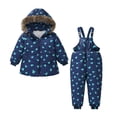 thumbnail image 3 of Tiweut Girls Outfits Set Boys Winter Coat Hooded Kids Thicken Windproof Zipper Warm Suspender Pants Suit,3-4 Y, 3 of 6