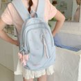 thumbnail image 4 of Nylon School Backpack, Lightweight Backpack with Bow Pendant, Spacious Trendy Backpack for Travel College Work (Sky Blue), 4 of 9
