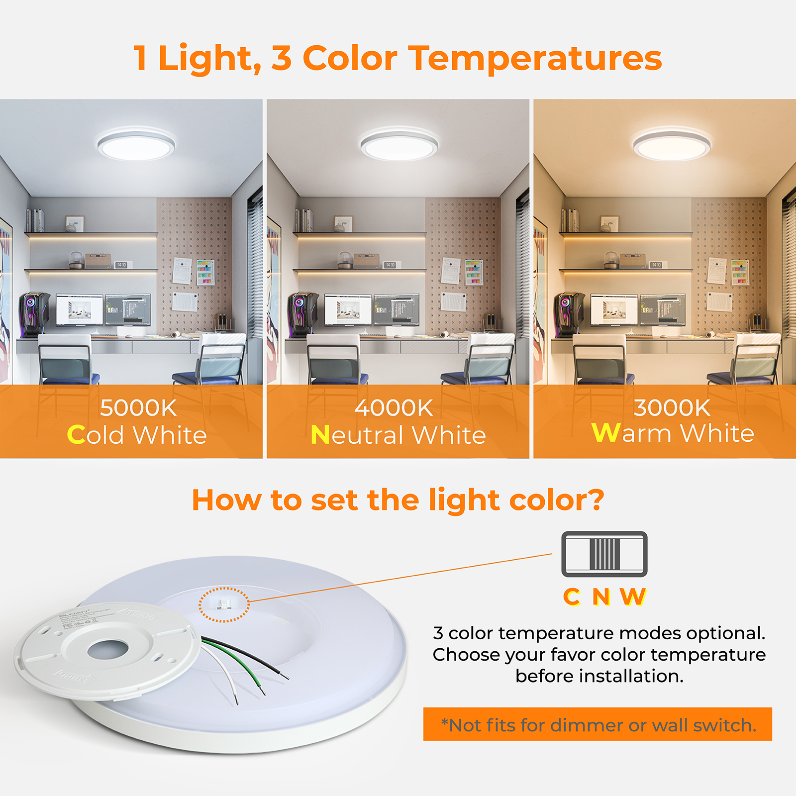 Blnan LED Flush Mount Ceiling Light, 9 Inch, 18W photo 7