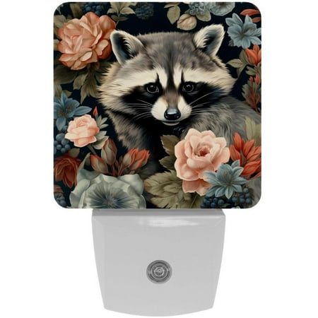 

Cute Forest Raccoon LED Night Lights Dusk To Dawn Smart Sensor 0.5W Plug-In Night Lights Lamp For Bedroom Bathroom Kitchen Hallway Stairs 2Pack