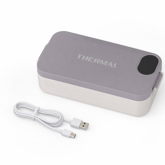 WEXOPE Portable USB Heated Lunch Box with Smart Timer, Long-lasting Insulation, Food-grade Stainless Steel, Safe Reheating for Office, Travel, and Home,Gray