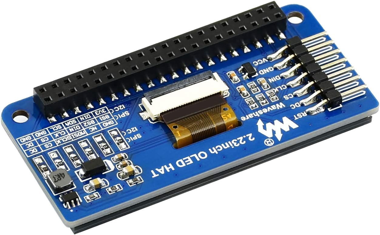 2.23 inch OLED Display HAT Compatible with /Jetson Nano/Arduino/STM32, 128×32 Pixels SPI I2C OLED with SSD1305 Driver