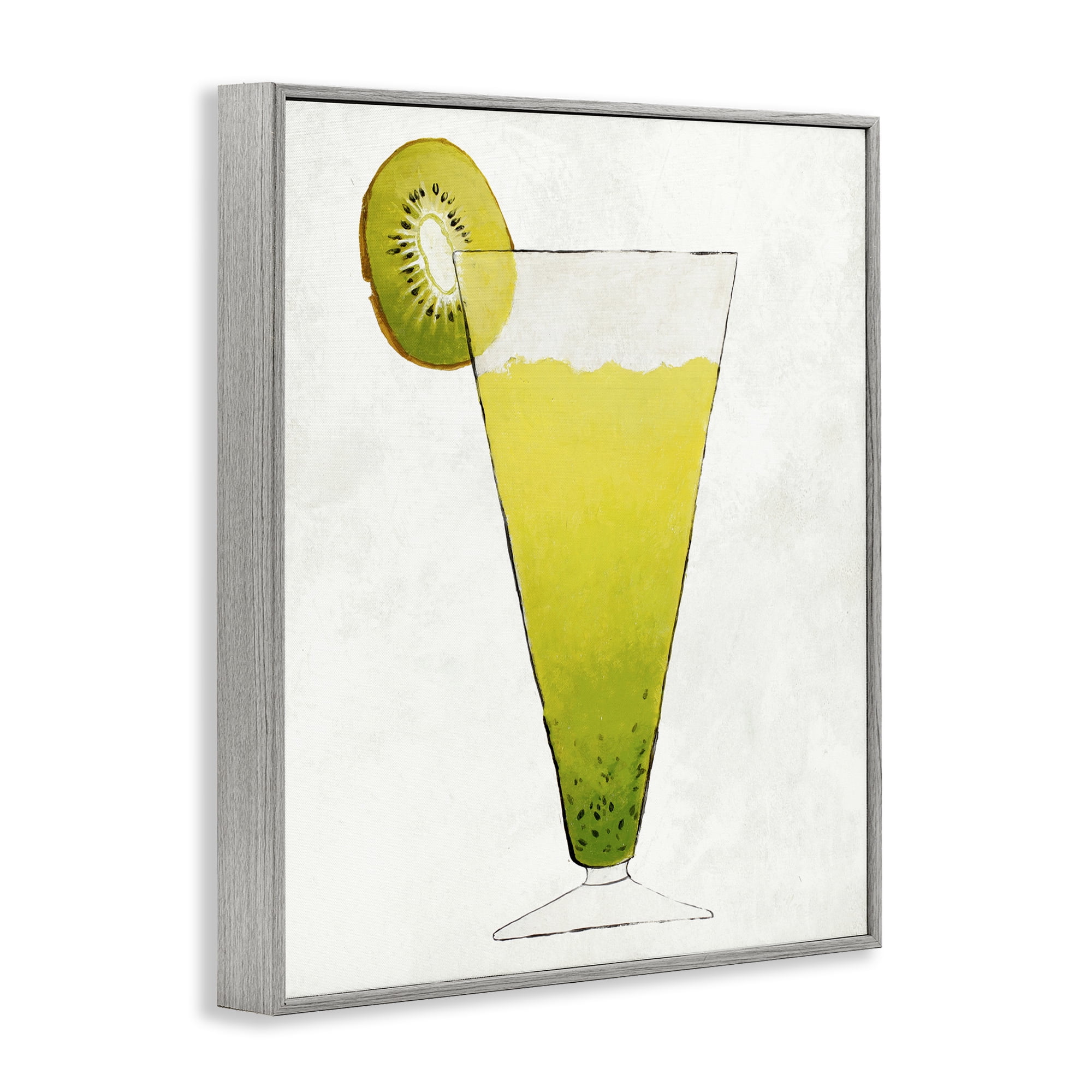 Stupell Industries Summer Cocktail Kiwi Slice Gray Framed Giclee Art, design by Lorenzo Collective