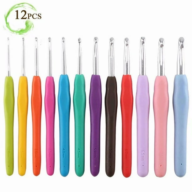 12 Pcs Crochet Hook Set 12 Pcs 2-8mm Ergonomic Handle Crochet Hooks