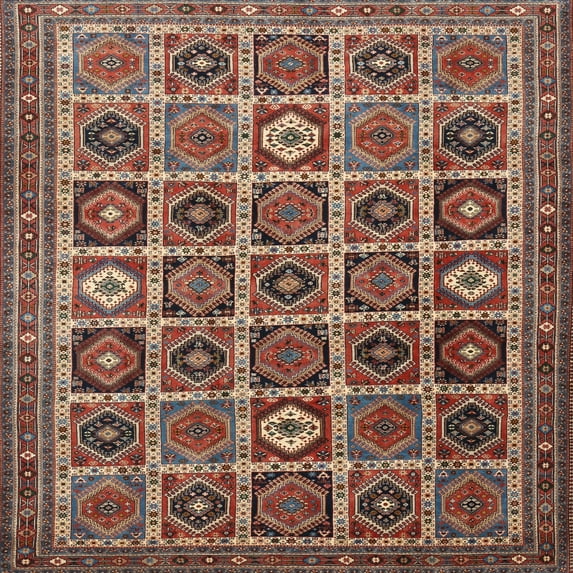 Ahgly Company Machine Washable Indoor Square Traditional Saffron Red Area Rugs, 5' Square