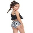 thumbnail image 4 of Family Matching Swimwear Mom and Daughter Patchwork Bra Ruffled Tops with Briefs Swimsuit, 4 of 6