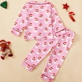 thumbnail image 4 of MEZZALL Kids Winter Girls Pajamas Sets Two Piece Santa Print Long Sleeve Lapel Button Down Tops And Pants Cozy Loungewear Night For Toddlers And Comfort Sleepwear, 4 of 8