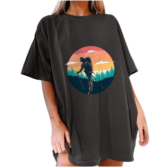 Birdeem T-Shirt Décontracté à Manches Courtes Imprimé Plage d'Été pour Femmes