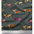 thumbnail image 1 of Soimoi Gray Cotton Duck Fabric Check & World Map Printed Fabric 1 Yard 42 Inch Wide, 1 of 3