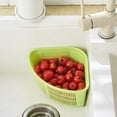 thumbnail image 4 of Trayknick Triangle Kitchen Sink Fruit Washing Waste Draining Basket Plastic Storage Rack White, 4 of 11