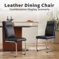 thumbnail image 3 of Dining Chairs Set of 2, Faux Leather with Thick Cushion and C-Shape Chrome Base, Modern Kitchen and Living Room Chairs, Black, 3 of 11