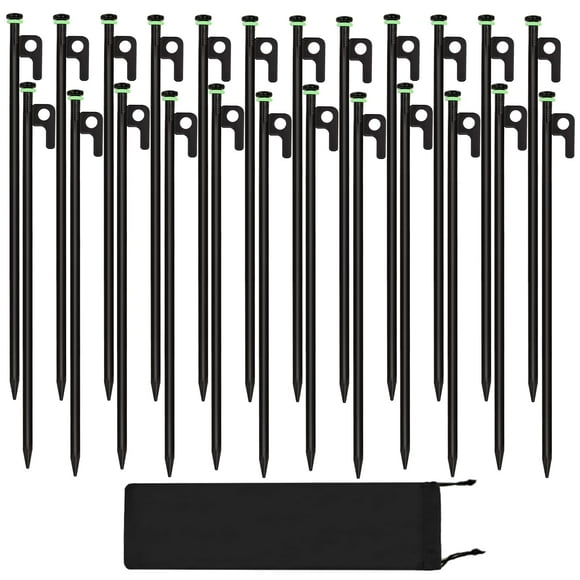 Piquetas para Carpa HOLANHING de Acero Forjado de Alta Resistencia de 40 cm (24 Piezas)