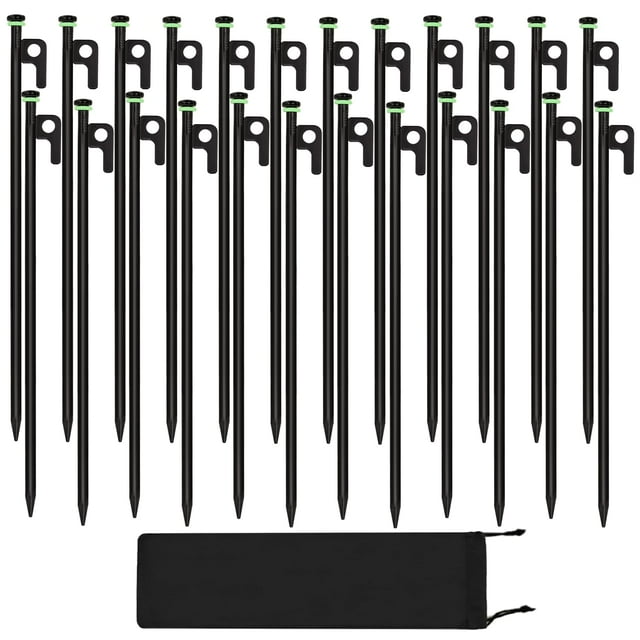 Piquetas para Carpa HOLANHING de Acero Forjado de Alta Resistencia de 40 cm (24 Piezas)