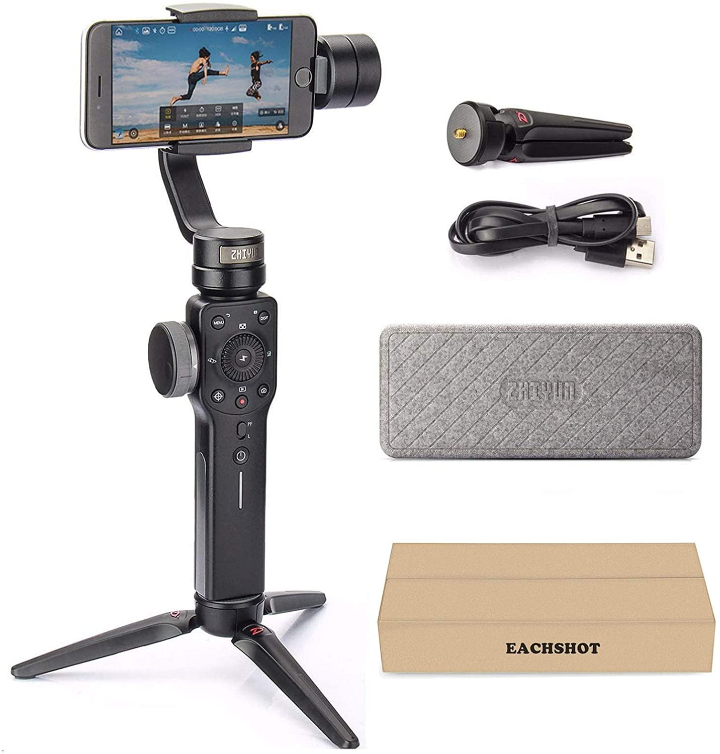 3-Axis Handheld Smartphone Gimbal with Tripod for iPhone Android Ideal for Vlogging YouTube Vlog TikTok Instagram Live Video Zhiyun Smooth 5 Gimbal Stabilizer 