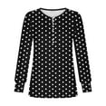 thumbnail image 5 of Rohuuque Women's Fall Long Sleeve Tops Button Down Henley V Neck Shirts Dressy Casual Loose Printed Trendy Blouses Black, 5 of 5
