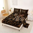 thumbnail image 2 of Erosebridal Leopard Pattern Personalized Gifts Full Size Sheets,Brown Bowtie Alphabet M Bed Sheets For Adult Women 4 Pieces, 2 of 6