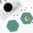 thumbnail image 4 of Lsque Sunmmer Cat Pattern 4" Drink Coasters Set of 4, PVC Leather Absorbent Coasters, Table Coaster Set Decorative Coffee Cup Coasters Housewarming Gift -Hexagon, 4 of 6