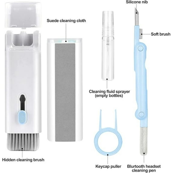 7-in-1 Cleaning Kit for Electronics, Keyboard & Laptop Cleaner for Monitor, Phone, Headset, Lego, Camera Lens (Blue)