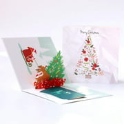 Upgrated Christmas Tree Pop Up Merry Christmas Card - Handmade Holiday Happy New Year Greeting Card- Including Unique Note Card and Envelope - Laser Cut and Color Printing Papercraft