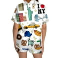 thumbnail image 4 of Bibifish Womens Pajama Sets New York Themed Short Sleeve Sleepwear Sets Graphic Print Button Down Top With Shorts 2 Piece Trendy Casual Nightwear Sets, 4 of 5