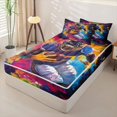thumbnail image 2 of Homewish Colorful Football Player Zipper Twin Comforter Sets with Fitted Sheet and 2 Pillowcases, Dynamic Sports Zipper Bedding Set for Men and Boys, Black Reversible, 4pcs, 2 of 6