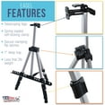 thumbnail image 3 of U.S. Art Supply 66" Silver Aluminum Tripod Artist Field Display Easel Stand (Pack of 2) - Adjustable, Floor and Tabletop, 3 of 5