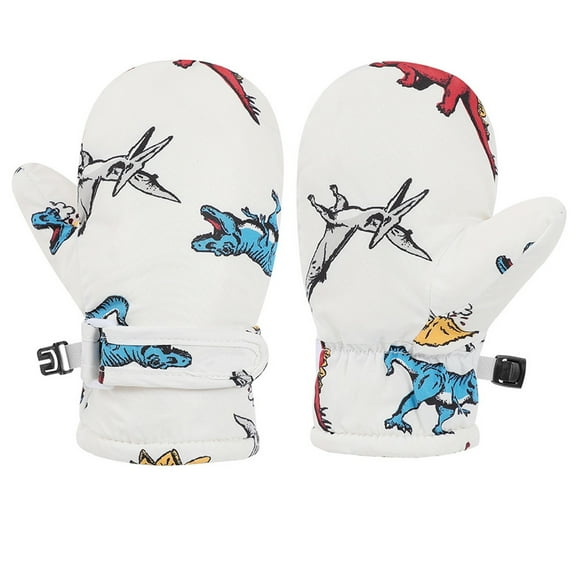 REDARER Kids Dinosaur Print Mittens Waterproof Ski Gloves, Winter Snow Gloves for Toddlers Boys Girls Cold Weather,2-4 Years