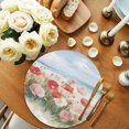 thumbnail image 2 of Coastal Beach Floral Round Placemats Set of 2 for Dinning Tables,Heat-proof Braided Table Mats 15 Inch,Spring Summer Oil Painting Ocean Wave Flower Washable Place Mat for Kitchen Restaurant Party, 2 of 9