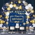 thumbnail image 5 of Navy Blue Gold Balloon Garland & Arch Kit for Men Women Boy Birthday Party Decorations Set with Happy Birthday Photo Backdrop Studio Birthday Photography Background, 5 of 6