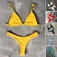 thumbnail image 1 of Fairnull 2 Pcs/Set Femmes Bikini Ensemble Dos Nu Réglable Sangles Profond V Cou Rembourré à Séchage Rapide Natation à Trois Points G-string Dame Maillots de Bain Vêtements de Sports Nautiques, 1 of 1