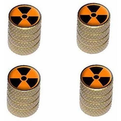 Radioactive on Orange Tire Rim Wheel Aluminum Valve Stem Caps, Multiple