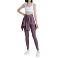 thumbnail image 6 of WLJ Women Solid Color Lace Up Waistband Pocket Yoga Pants With Skirt, 6 of 6