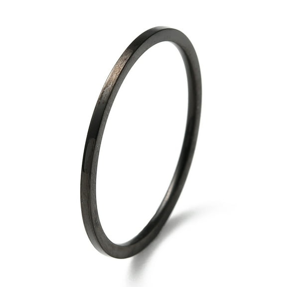 Ion Plating(IP) 304 Stainless Steel Simple Plain Band Finger Ring for Women Men Gunmetal Size 7 Inner Diameter: 17.4mm 1mm